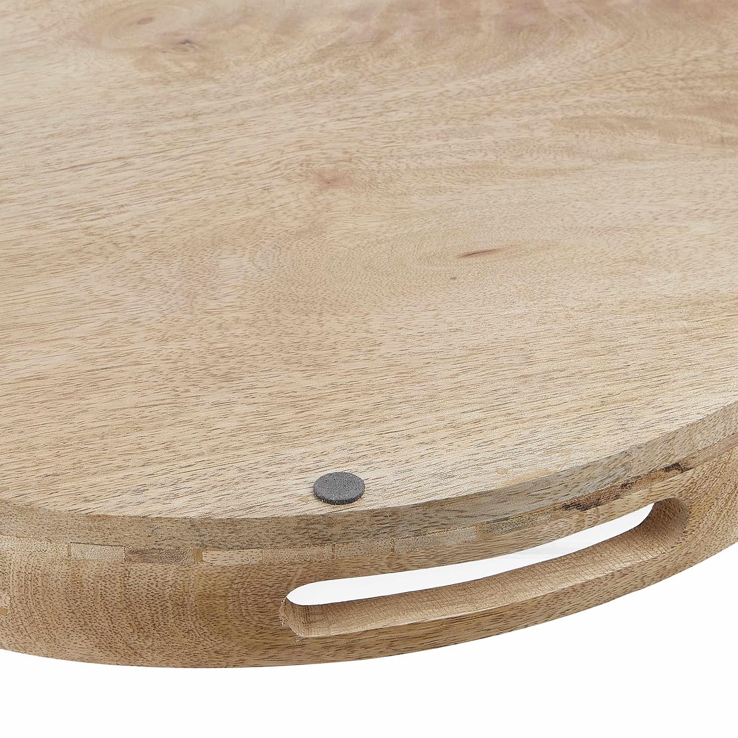 BUTLERS Dekotablett Holz - Mango Days - | Farbe Braun - ø40 cm - Serviertablett für Kerzen & Souvenirs - Holztablett mit Tragegriffen