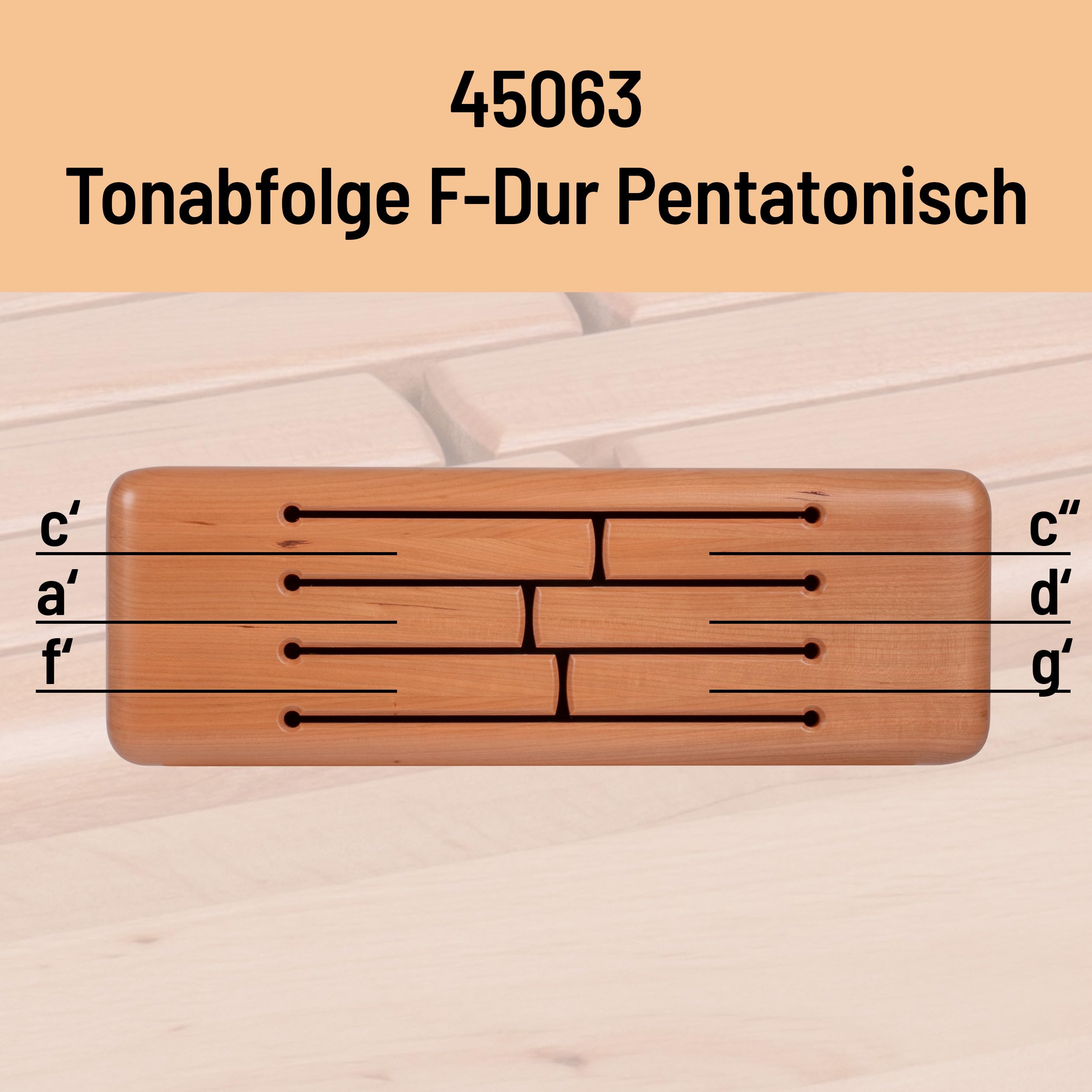 Schlagwerk 45063 Schlitztrommel (Log Drum) - 6 Töne, F-Pentatonik - Hochwertiges Percussion-Musikinstrument aus Kirsche & Erle für Musiktherapie, Klangschalen-Entspannung & Früherziehung