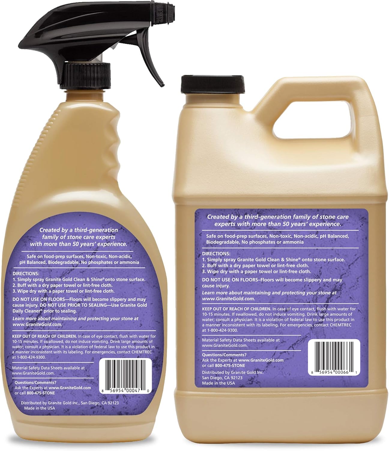 Granite Gold Clean and Shine Spray Value Pack For Granite, Marble, Travertine, Quartz, Natural Stone Countertops & Floors, 24 & 64 Ounce (Set of 2) : Health & Household