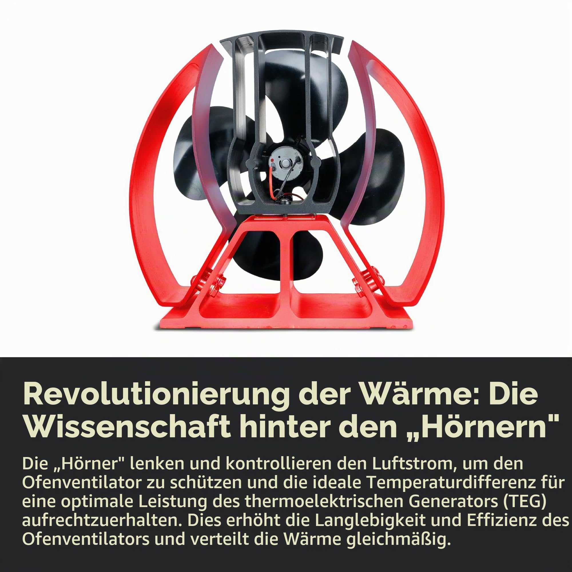 Forest Master Viking Advanced Ofenventilator – Leistungsstarkes 4-Blatt-Design für umweltfreundliche Wärmezirkulation in Holzöfen und Kaminen (Stahlgrau, Viking Air)