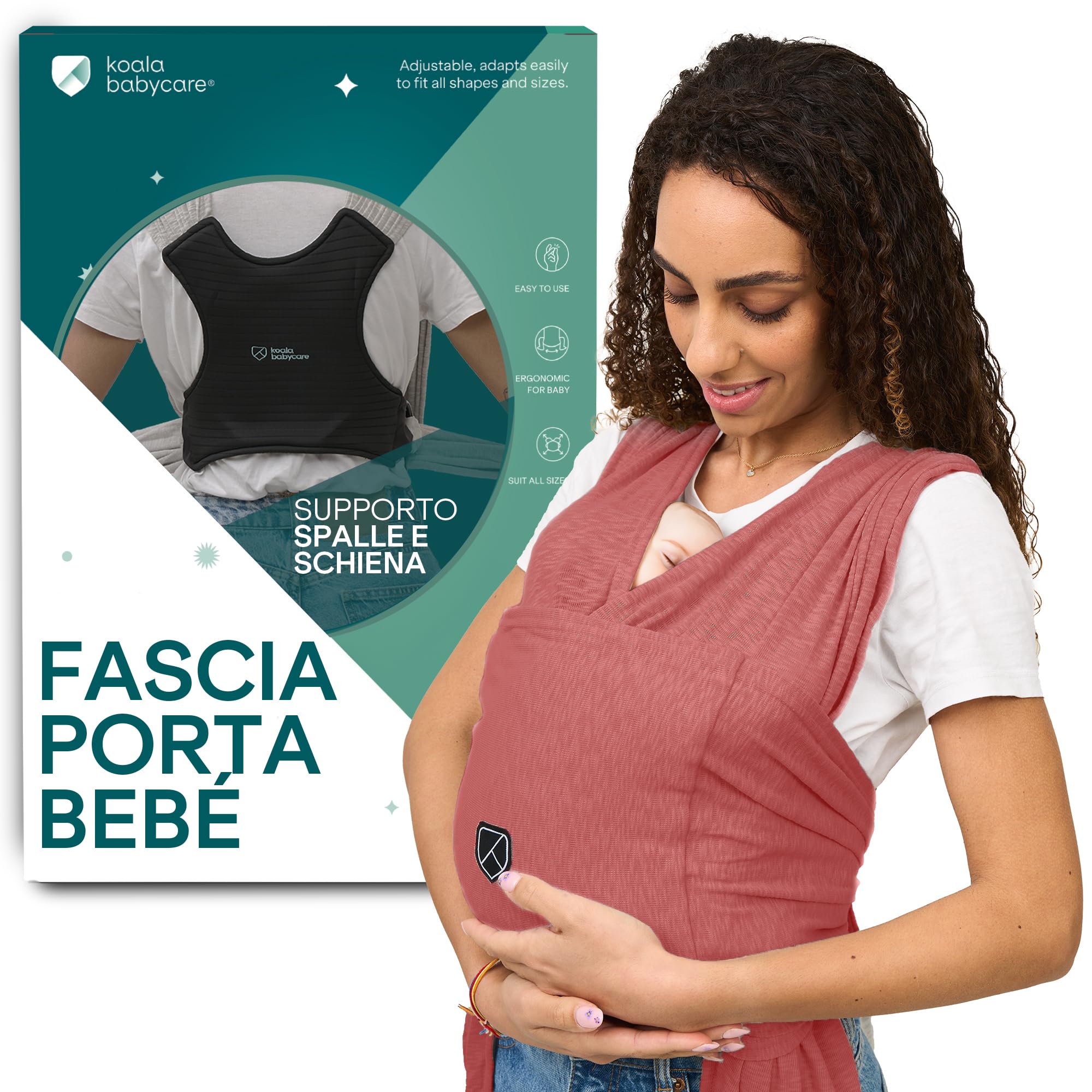 Koala Babycare Fascia Porta Bebe Neonato Facile da Indossare, Regolabile e Unisex - Marsupio Neonati Multiuso Adatto Fino a 9kg - Fascia Porta Bambino Antracite