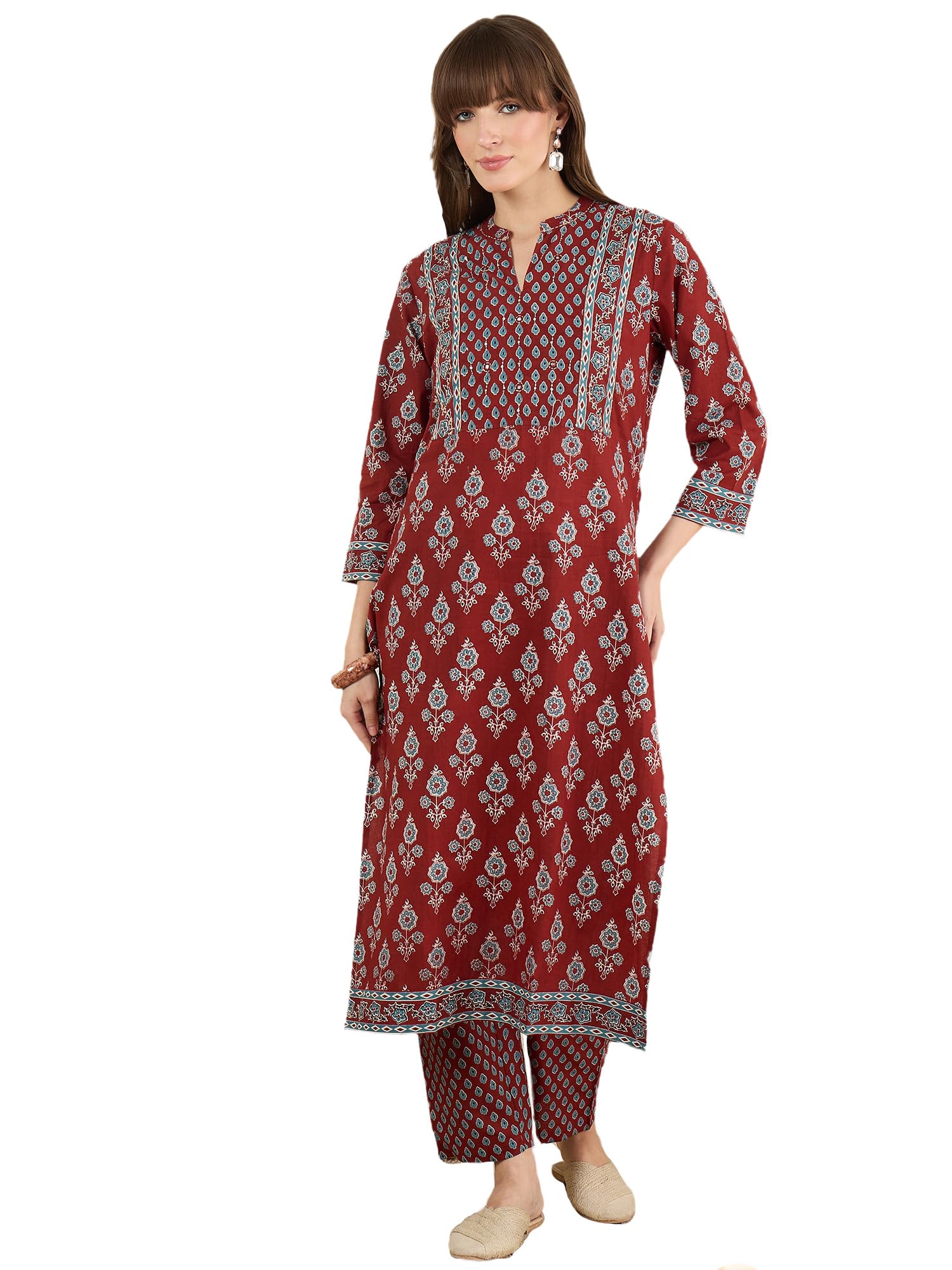 indo era Women's Cotton Ethnic Co-Ord Set | Kurta Pant Set | Stylish Cotton Suit Set for Women,10744-picture-27
