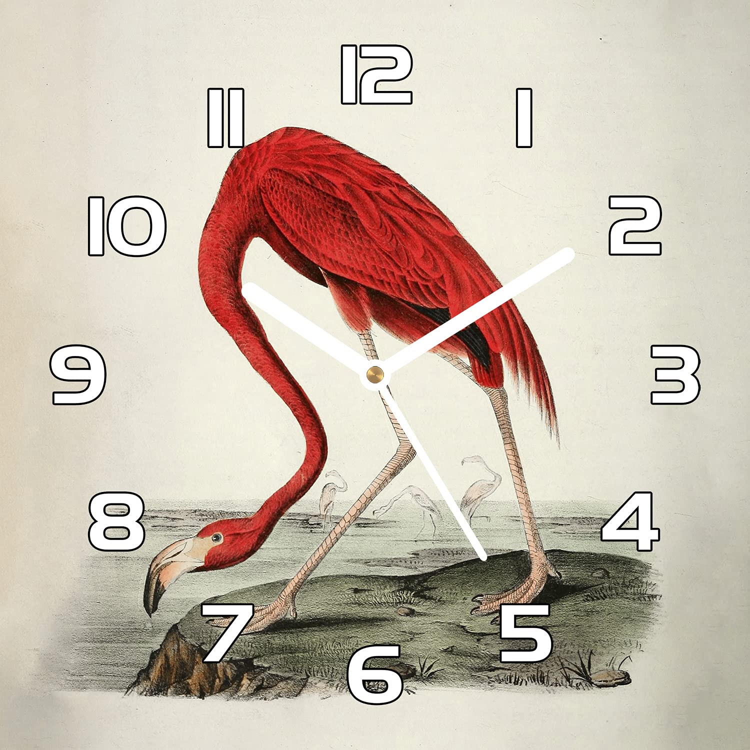 Horloge en verre 30x30 cm Flamingo Vintage pour cuisine moderne