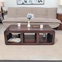 Wooden Center Table for Living Room Home with Storage | Tea Coffee Table Wooden | Centre Table for Living Room - Walnut Finish