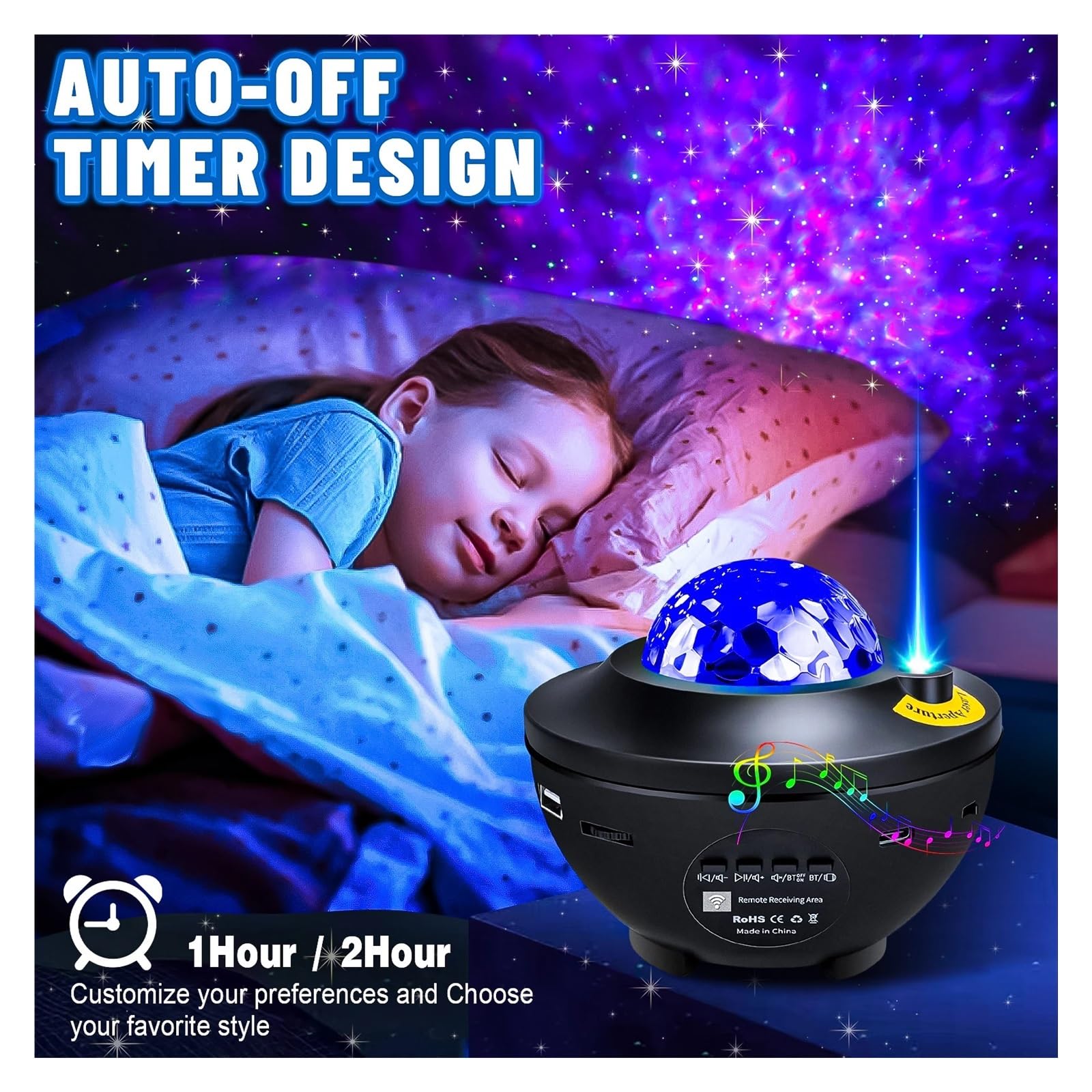 Proiettore Stellato Luce Notturna Galassia Bambino Bluetooth USB Lettore Musicale Stella Oceano Romantico Lampada Regali Crea Un'Atmosfera