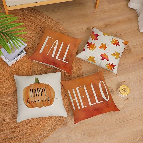 Miniatura 4 de Juego de 4 fundas de almohada de otoño de 12 x 20 pulgadas, fundas de almohada de Acción de Gracias, calabazas azules otoñales, fundas decorativas