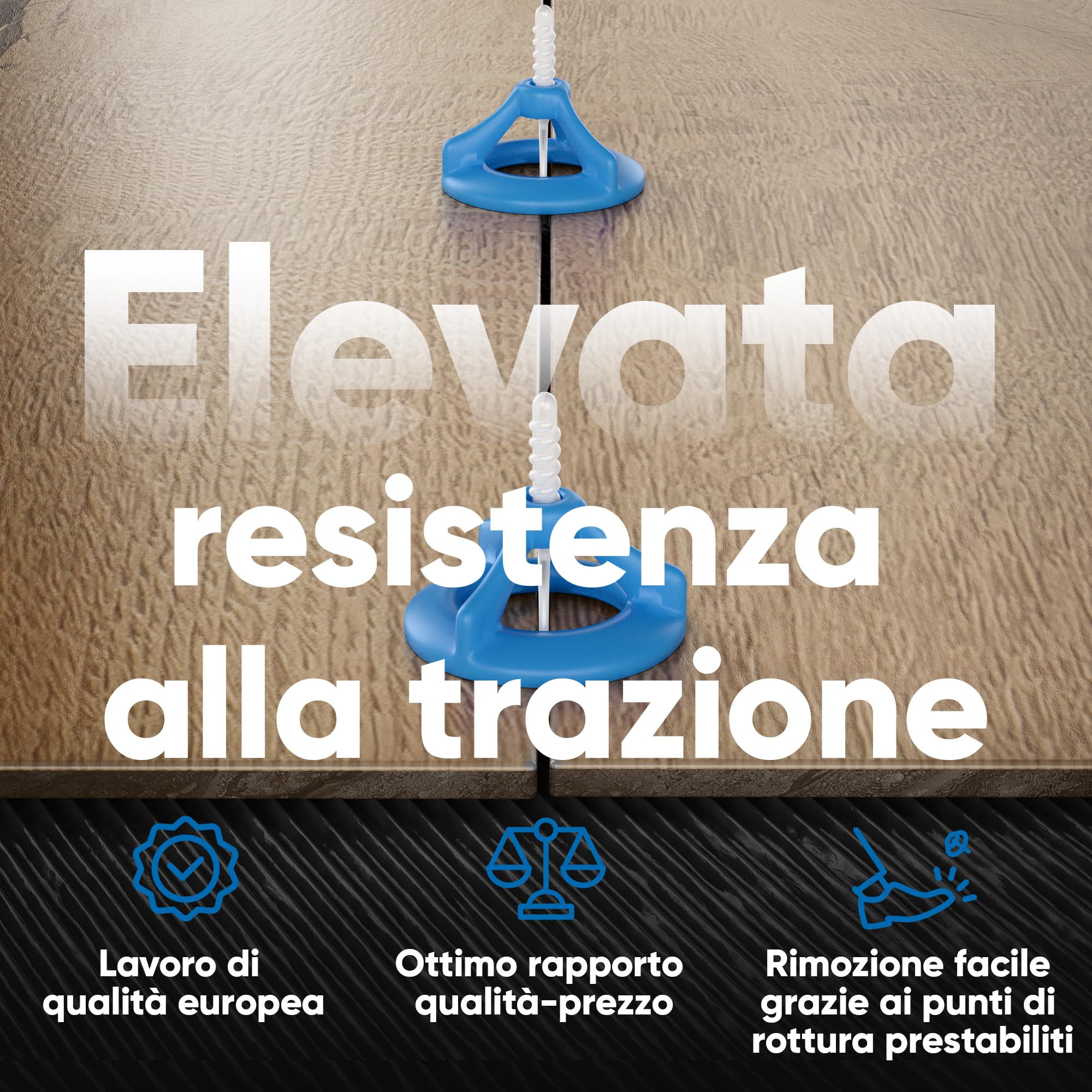 Bauhandel24 set accessori posa piastrelle 1 mm sistema livellamento 200 pezzi copertura filettata livellatori per piastrelle distanziatori per piastrelle cunei per piastrelle attrezzi muratore