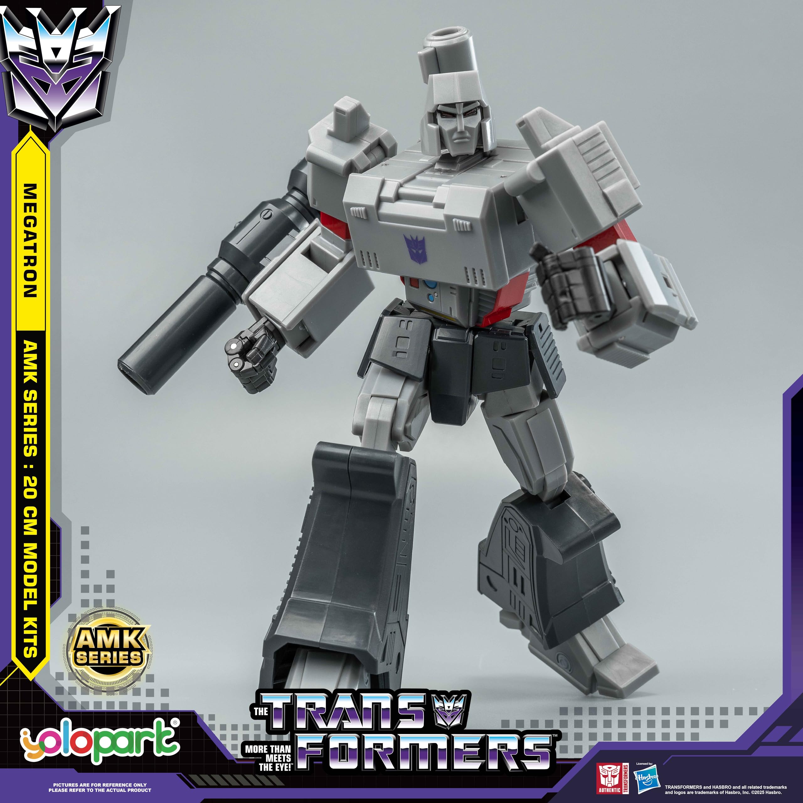 YOLOPARK Megatron Transformer zabawki, seria AMK, 20 cm, wysoce przegubowe figurki akcji Transformers G1 z bronią, dla dorosłych, chłopców i dziewcząt, bez przekształcania