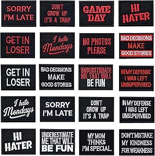 20 Pcs Tactical Embroidery Patch, Velcro Patches Morale Funny Military Full Embroidered Words Hook and Loop Patches for Caps Bags Backpacks Vests Motorcycle Biker Gear Military Uniforms