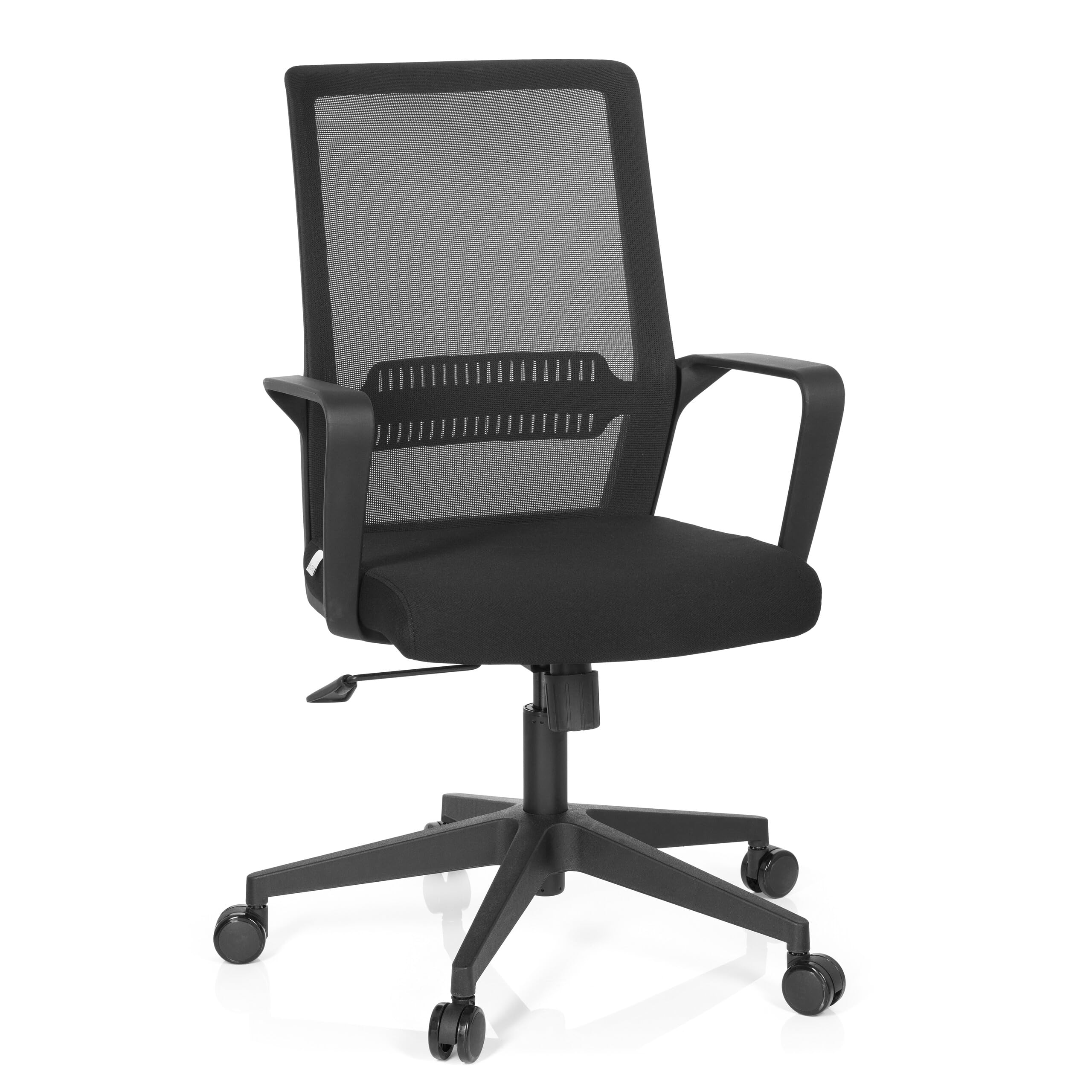HJH Office 732030 Sedia da ufficio PRESTON in tessuto nero Sedia girevole da ufficio ergonomica con supporto lombare