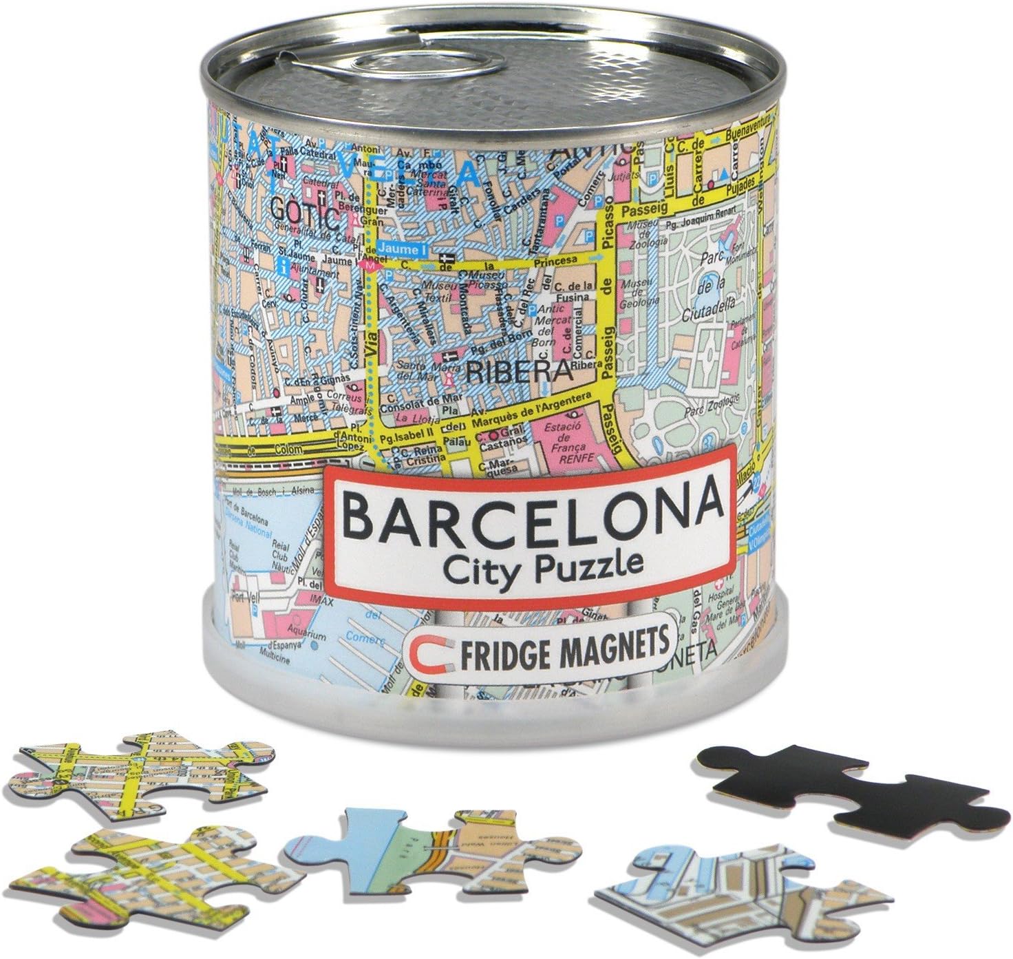 Extragoods Barcelona - City Puzzle Magnets in Premium tin can