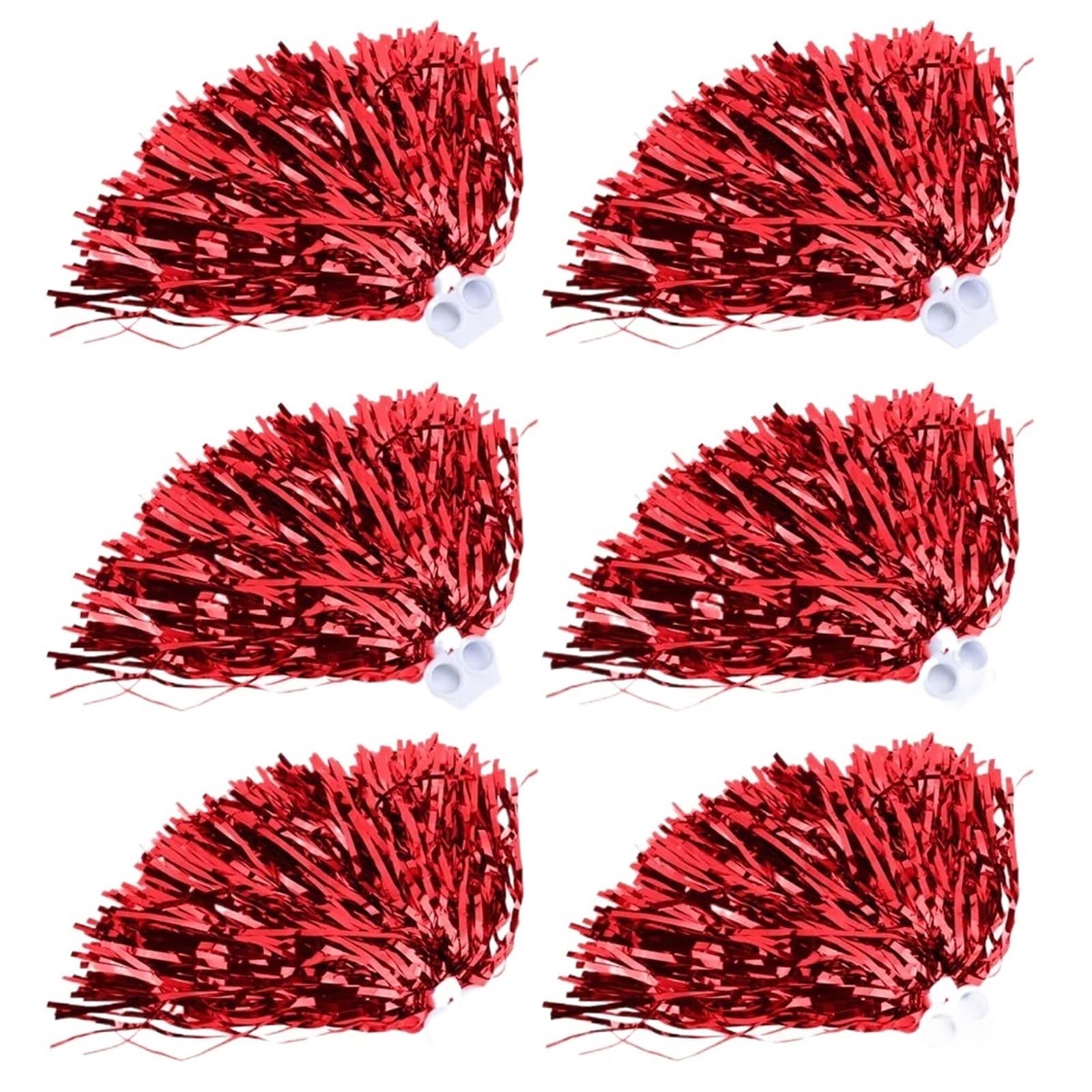 Pompom 6pcs Chear Poms Cheer Pompoms 5 Colors Cheerleader Pom Squad Sports Party Dance for Cheerleaders(Red)