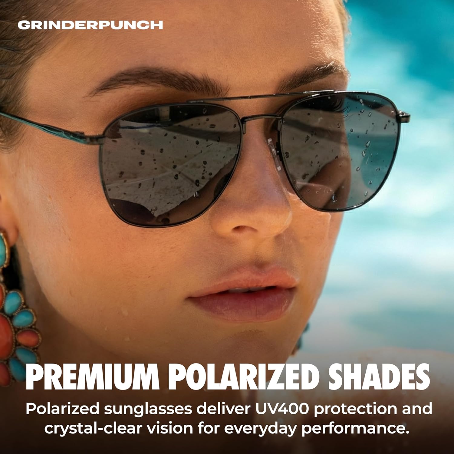 grinderPUNCH Women’s Square Aviator Sunglasses Polarized UV400 Gradient Lens Lightweight Fashion Driving Outdoor