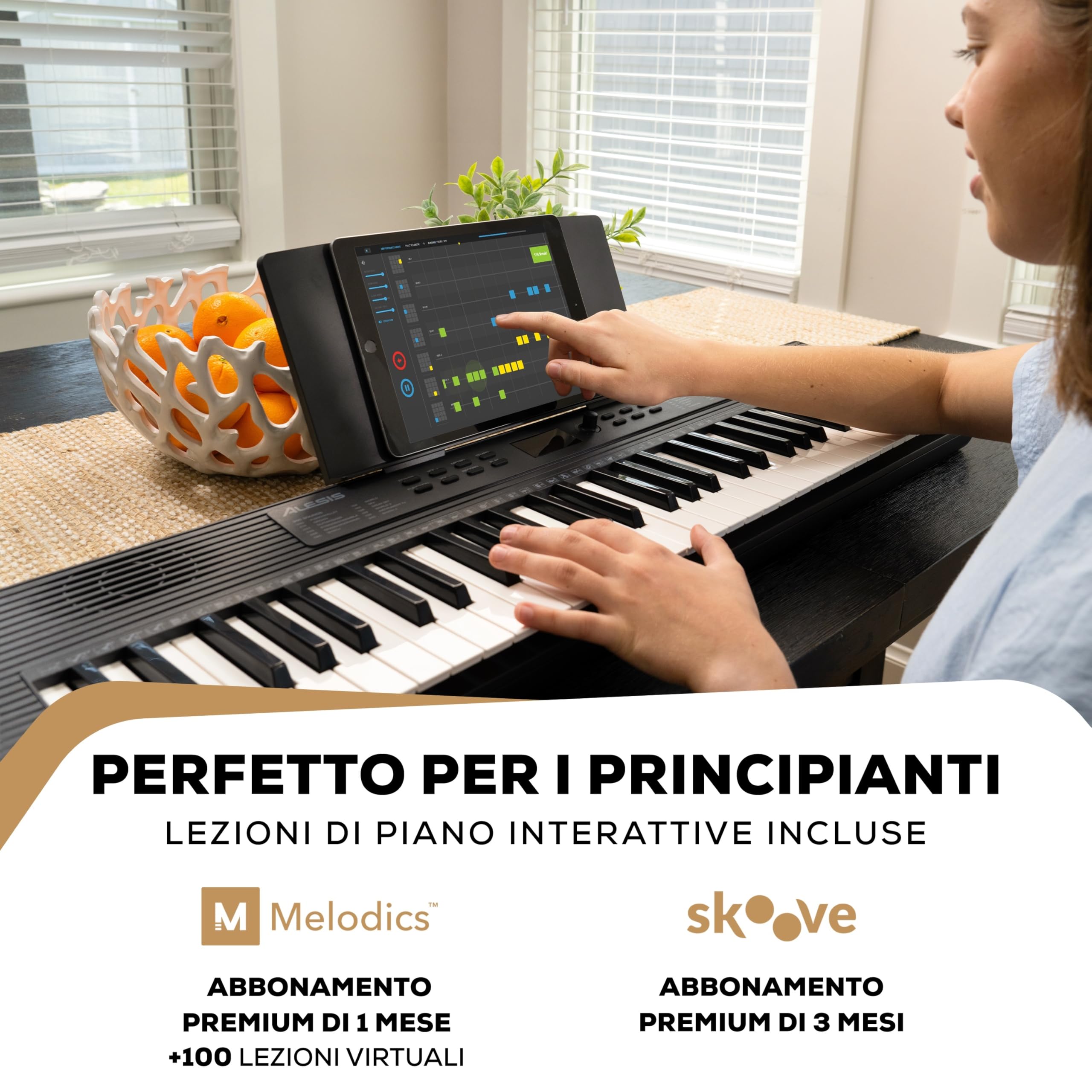 Alesis Melody 61 Pianola Tastiera 61 Tasti per Principianti con Altoparlanti Leggio 300 Suoni Lezioni Musicali