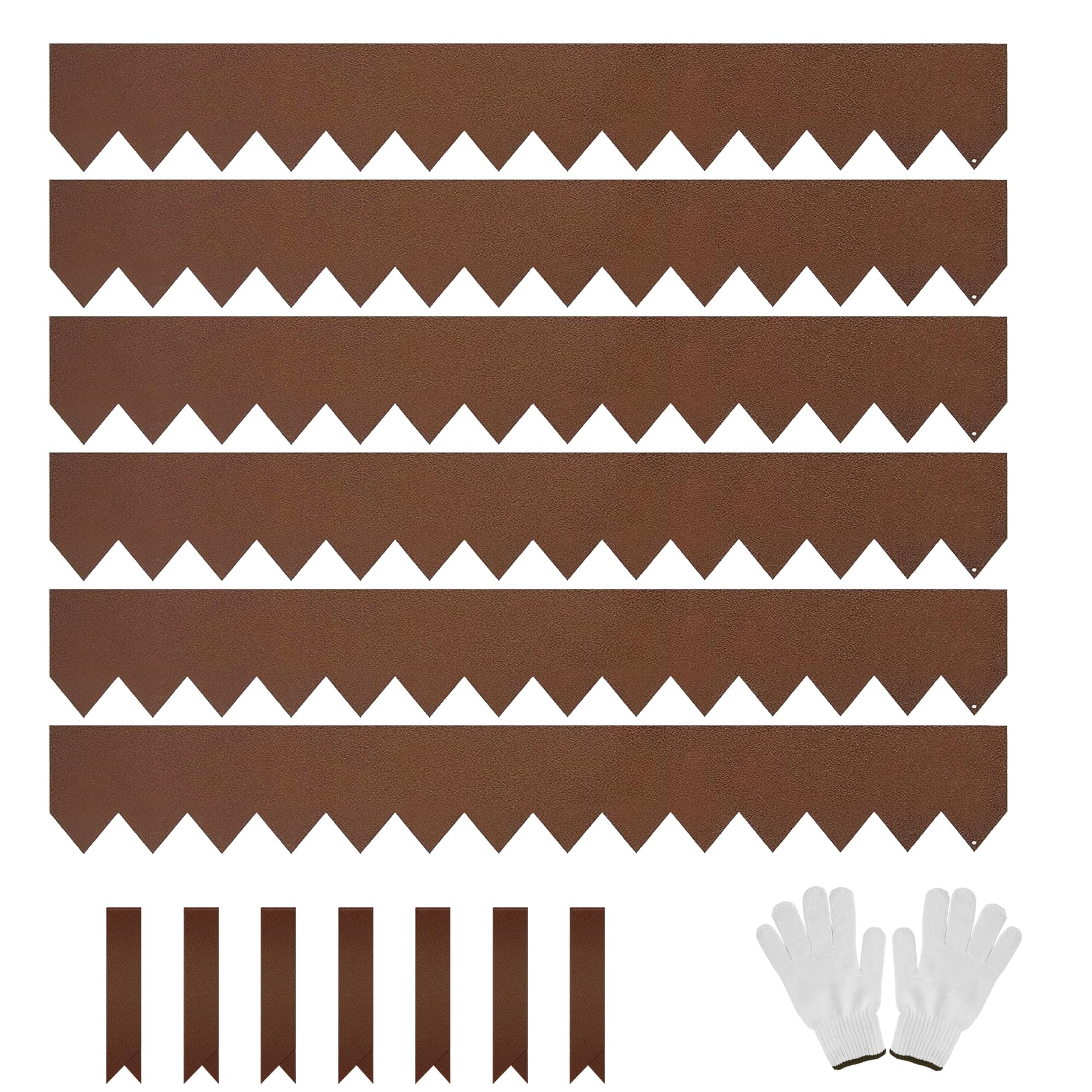 Confezione da 6 bordi per prato, altezza 15,24 cm, rivestimento in polvere bronzo, bordo decorativo in metallo resistente calibro 16 con 7 clip K649D02