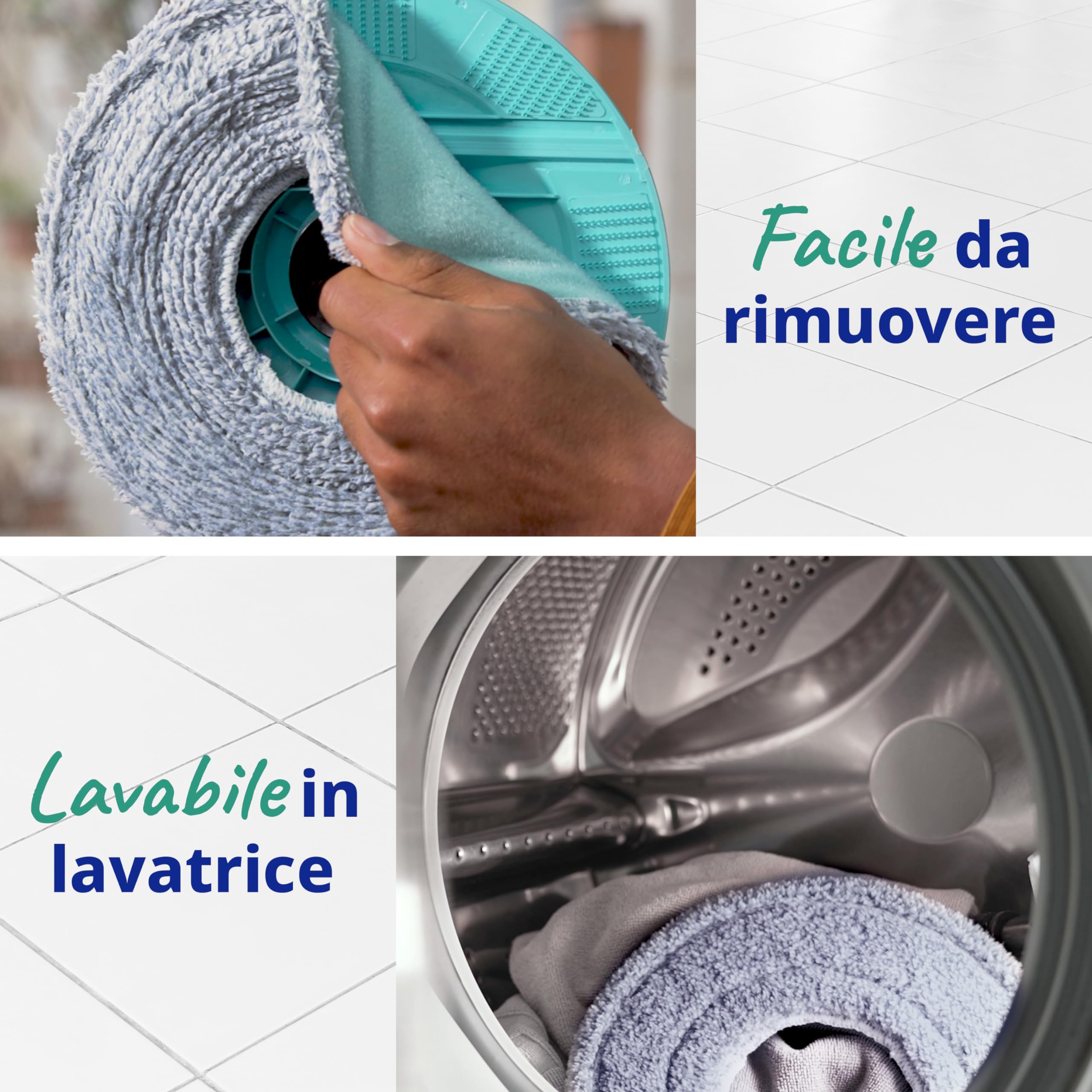 Spontex Aqua Revolution System X'tra Set mop e secchio - Separa l’acqua sporca da quella pulita - Pulisce pavimenti in laminato, legno e piastrelle - Mop piatto con 2 x ricambi in microfibra