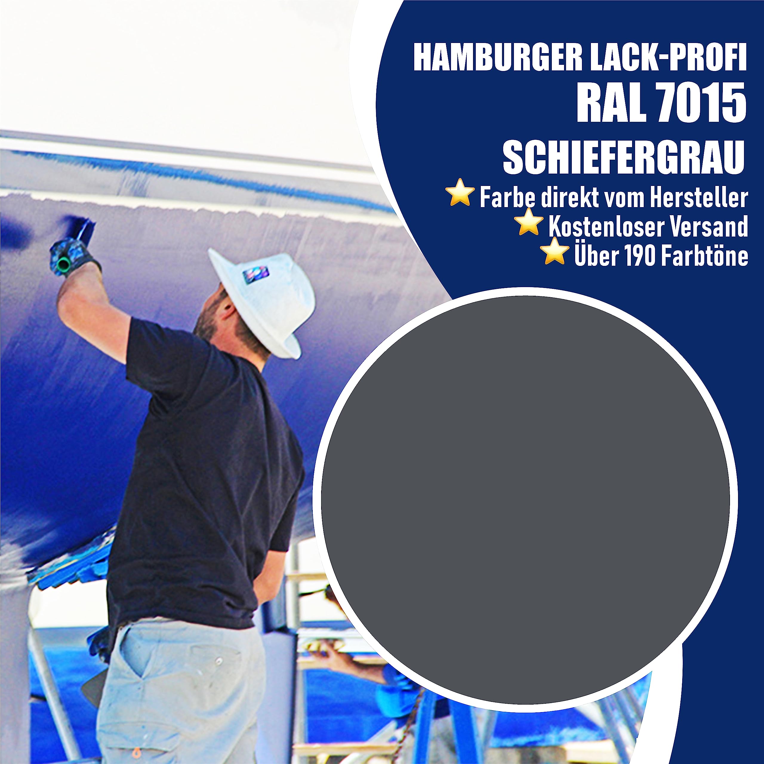 Hamburger Lack-Profi Bootslack MATT für Holz und Metall Schiefergrau RAL 7015 Grau Yachtlack Yachtfarbe Bootsfarbe