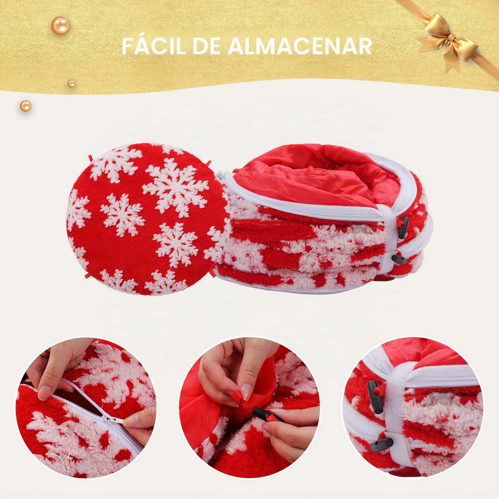 PAWZ Road Túnel Navideño para Gatos con Cama para Gatos de Interior, 2 en 1 Cama de Túnel de Dona para Gatos bajo el Árbol de Navidad, Túnel de Juego para Gatos con Cojín Lavable para Gatitos