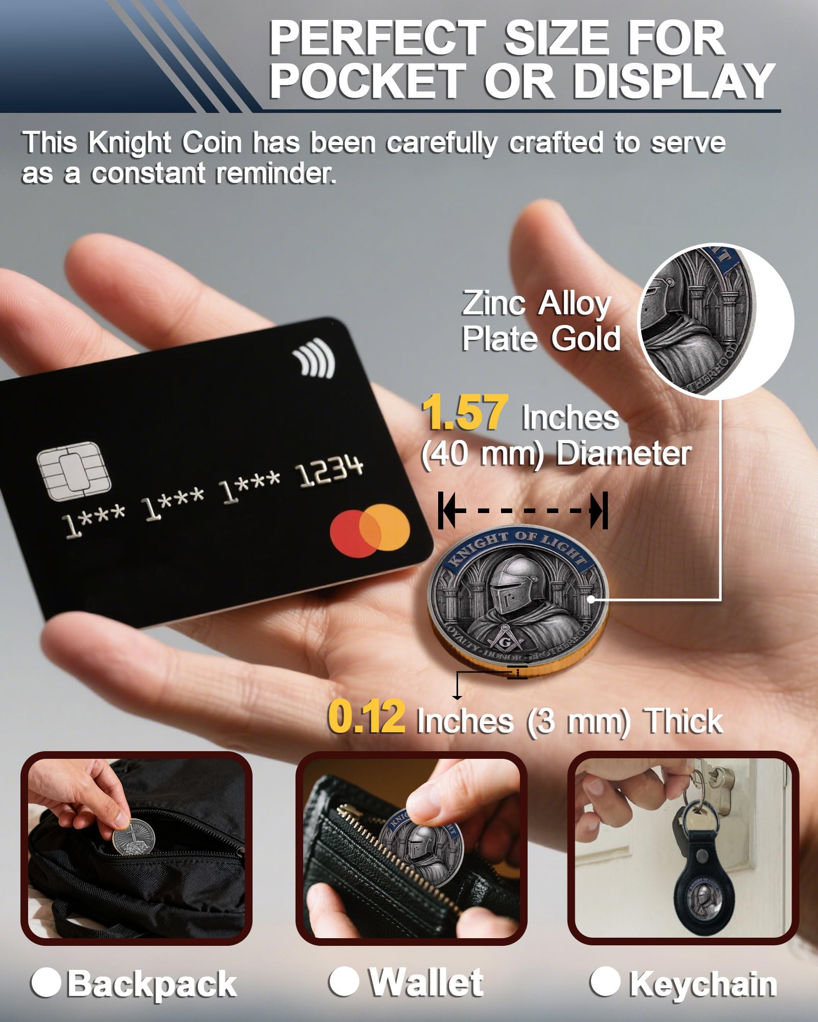 Knight Templar Challenge Coin, Masonic Knight - Excalibur - Image 4