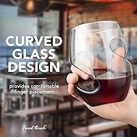 Vista 3 de Final Touch Copas de Vino Tinto Conundrum - Juego de 4 Copas sin Tallo Hechas a Mano - 16 Onzas - Curvas para un Agarre Cómodo - Aptas