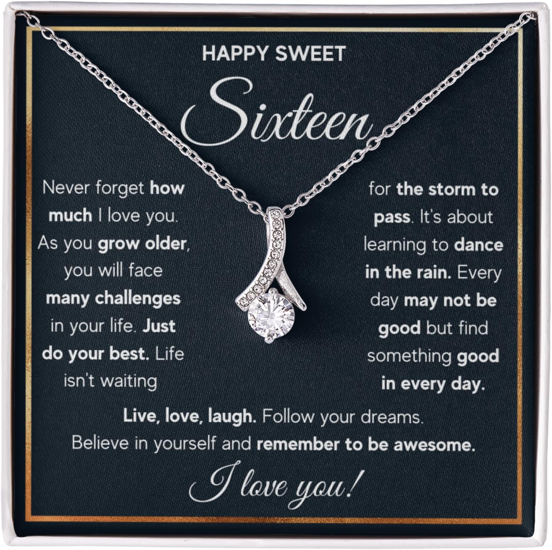- FG Family Gift Mall Sweet 16 Gifts For Girls, 16th Birthday Gifts For 16 Year Old Girl, Bday Card Gift Ideas Necklace with Message Card and Gift Box