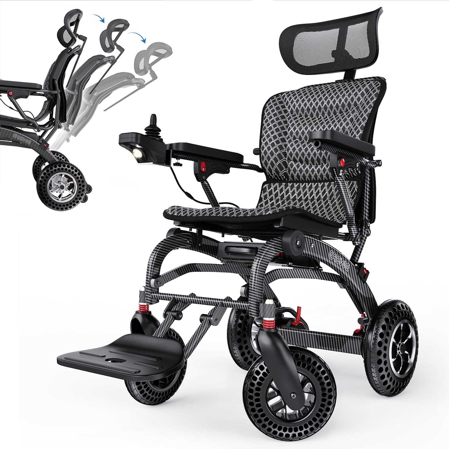 B10 Silla Ruedas Eléctrica Plegable Adultos/Mayores, Respaldo 145° Reclinable & Asiento Ergonómico, 25/50km Autonomía, Batería 12Ah Litio Extraíble, Motor Sin Escobillas 400W, 18KG (B10-12AH)