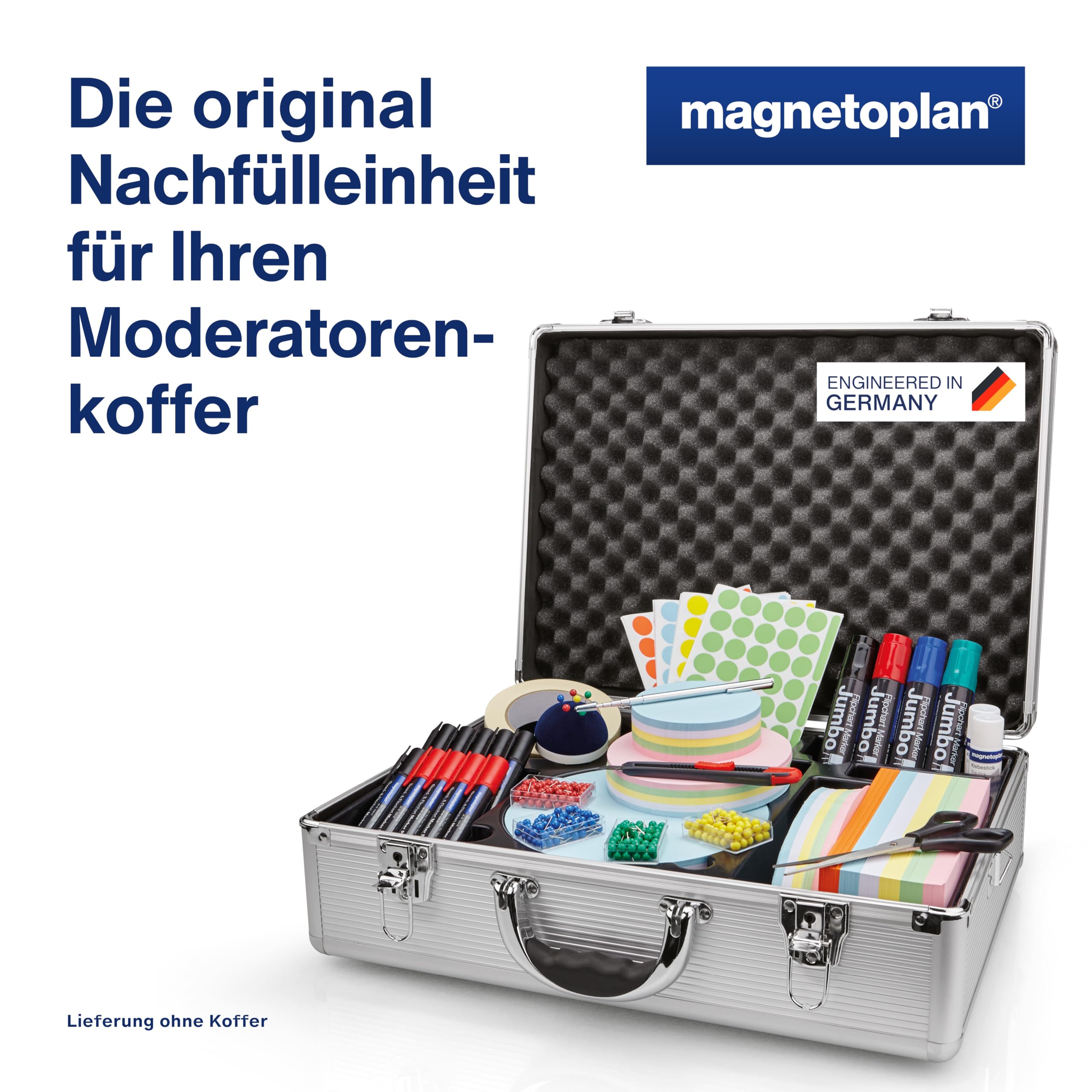 magnetoplan Moderationskoffer Nachfülleinheit | 2800 Teile zum Nachfüllen | Inkl. umfangreichem Moderationskarten Set