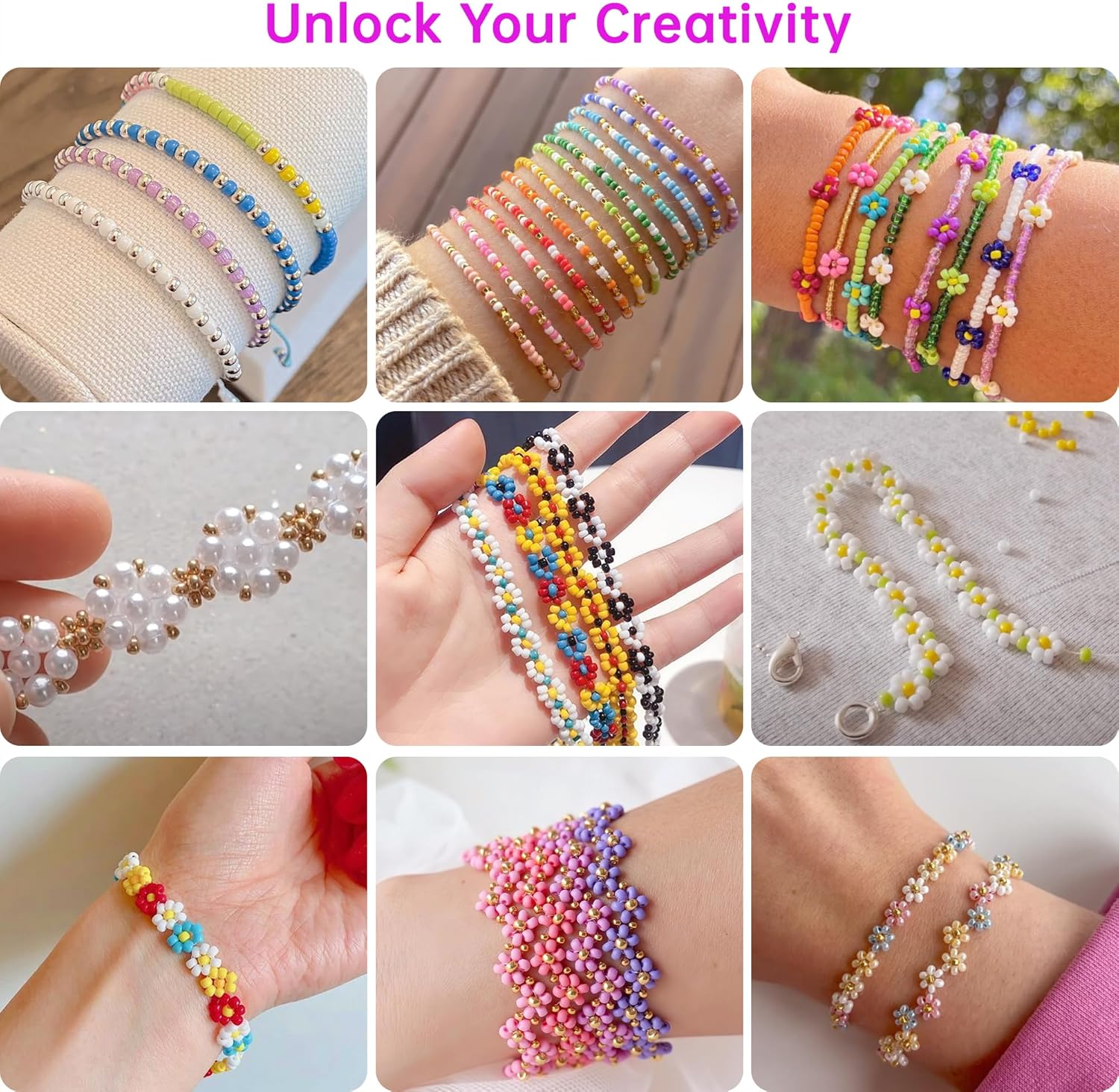 Redtwo 3mm 45000pcs Glass Seed Beads Kit, 7 Boxes 144 Colors Small Beads for Bracelets, Friendship Bracelet Kit with Charms and Letters - Image 4