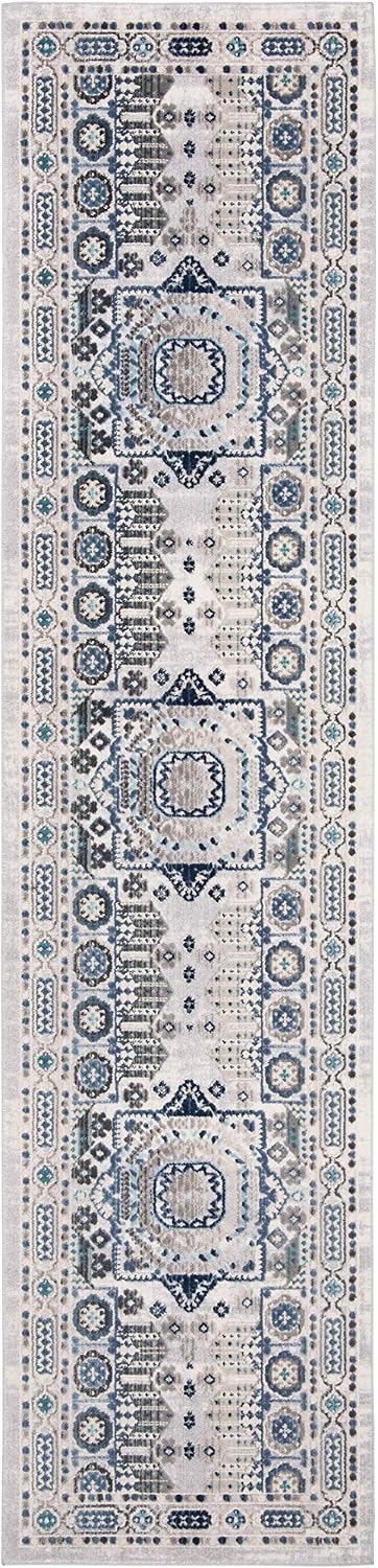 SAFAVIEH Aria Collection Runner Rug - 2' x 8', Grey & Cream, Oriental Medallion Distressed Design, Non-Shedding & Easy Care, Ideal for High Traffic Areas in Living Room, Bedroom (ARA714F)
