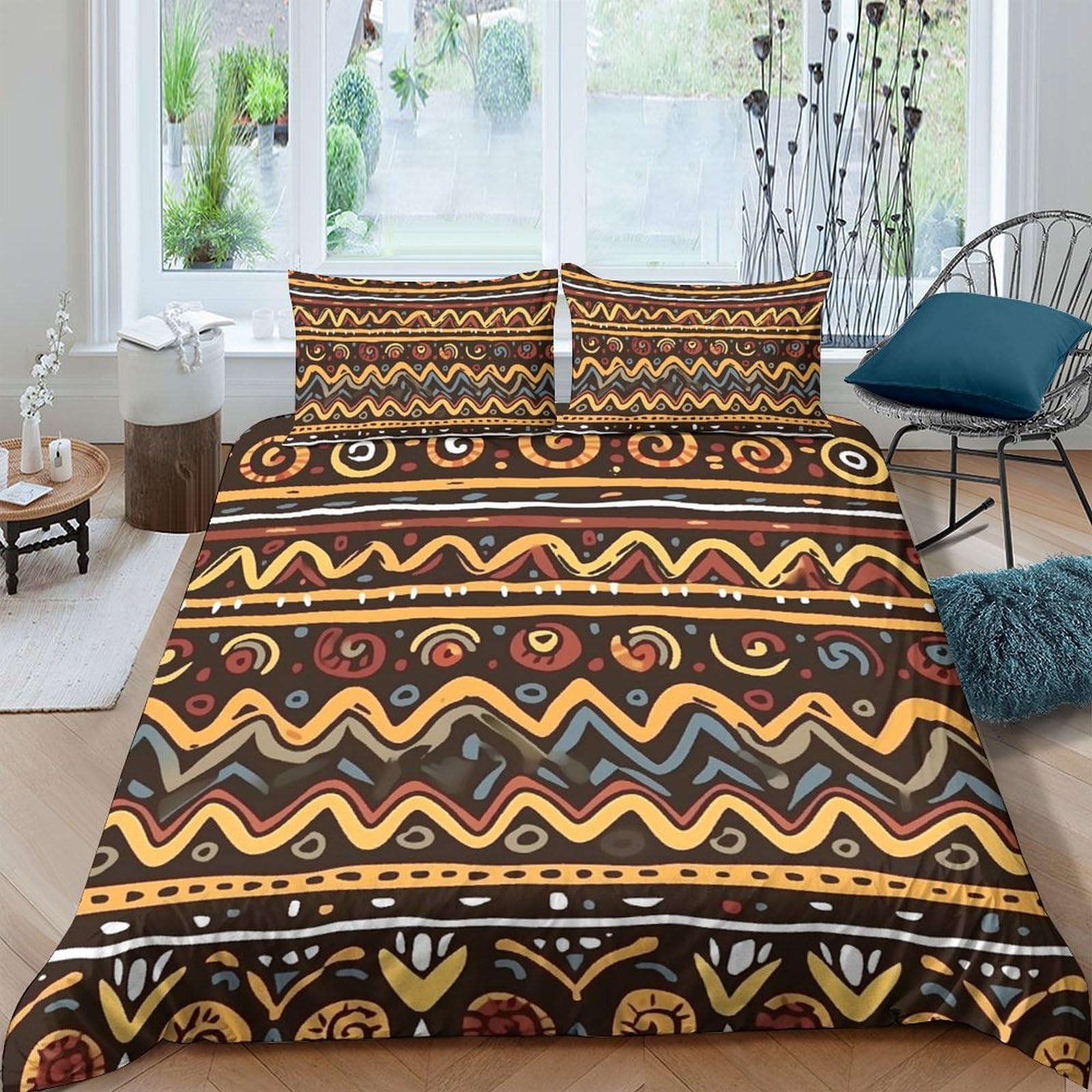 Ctjqhvkz Style-8 3D Printed Tribal Ethnic Pattern Fitted Sheet Microfiber Soft Breathable Boho Geometric Mattress Cover For Bedroom Dorm Decor Single（135X200cm）