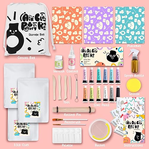 Miniatura 8 de FosterToys Kit de cerámica de arcilla seca al aire para principiantes  Kit de arcilla de bricolaje para adultos, juego de herramientas de escultura