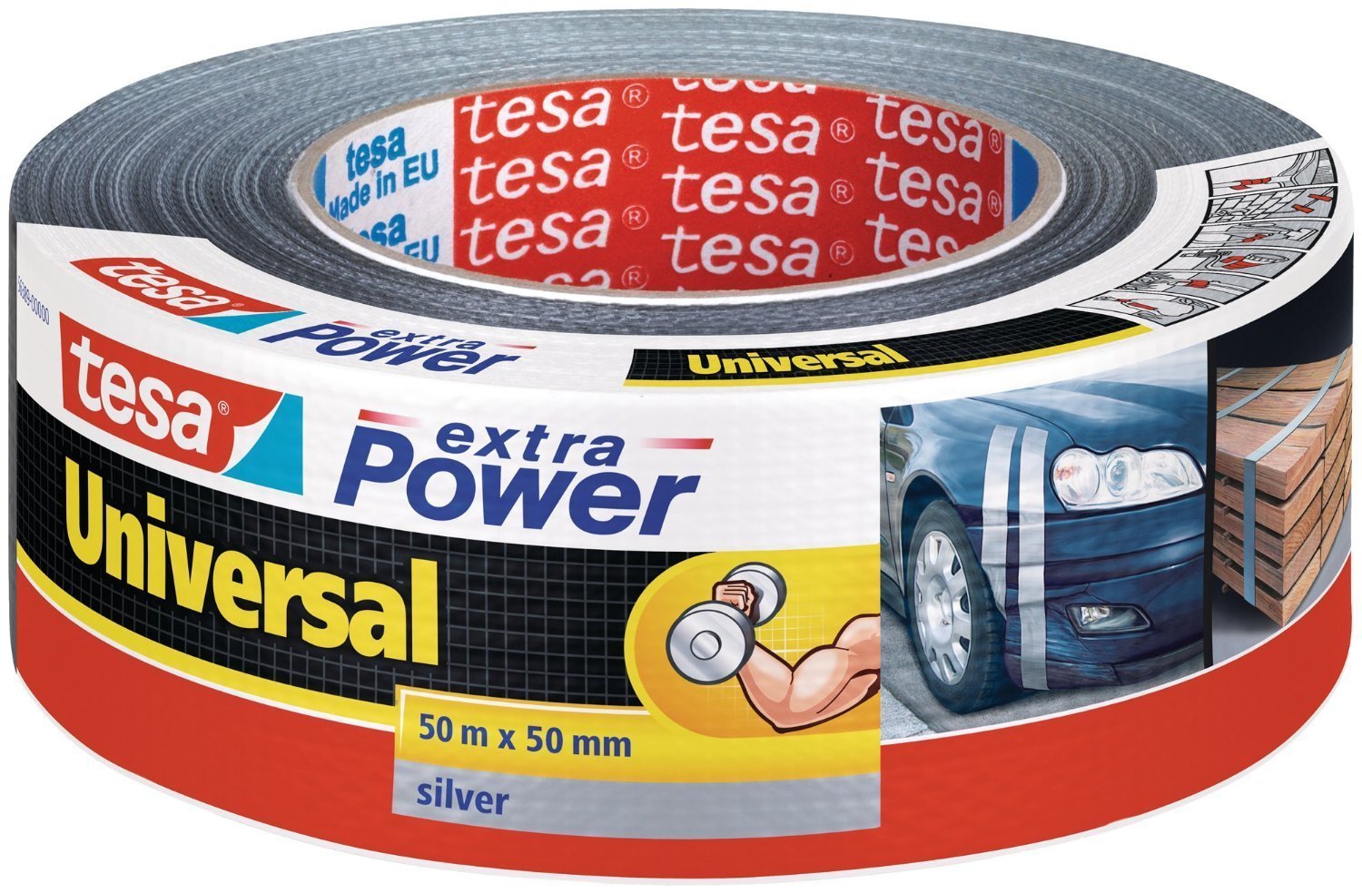Tesa Extra Power universal Reparaturband/56389 in schwarz weiß und silber zur Auswahl (6, silber)