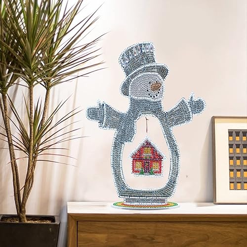 Miniatura 8 de YEESAM ART Kits de pintura de diamantes para mesa de árbol de Navidad, luminoso, Papá Noel y árbol de Navidad de 11.4 pulgadas, decoración de