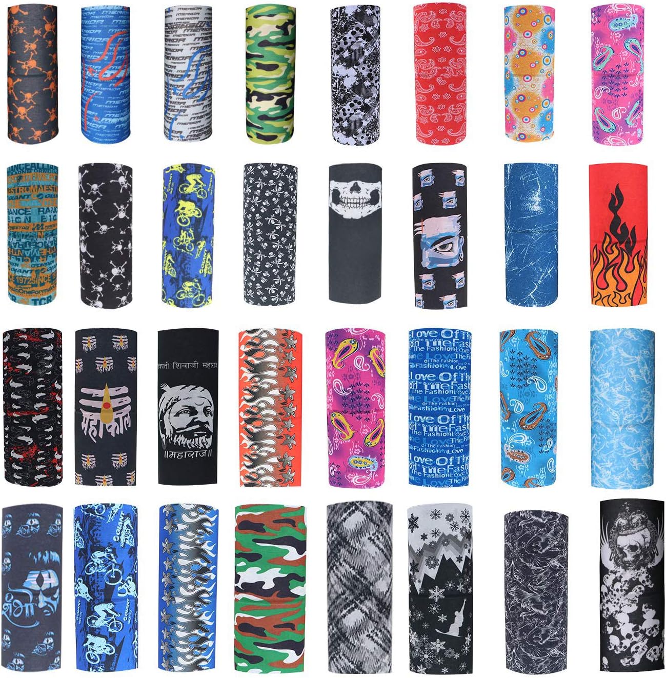 Unisex Headwear Headband Head Wrap UV Resistence Sports Bandana Magic Scarf Face Mask (Assorted Color and Design) Pack of 10, multi color, free size (HWB-003)