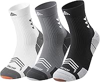 TENYSAF Compression Running Socks for Men & Women - 3 Pairs Athletic Crew Socks, Cycling Hiking Basketball Support
