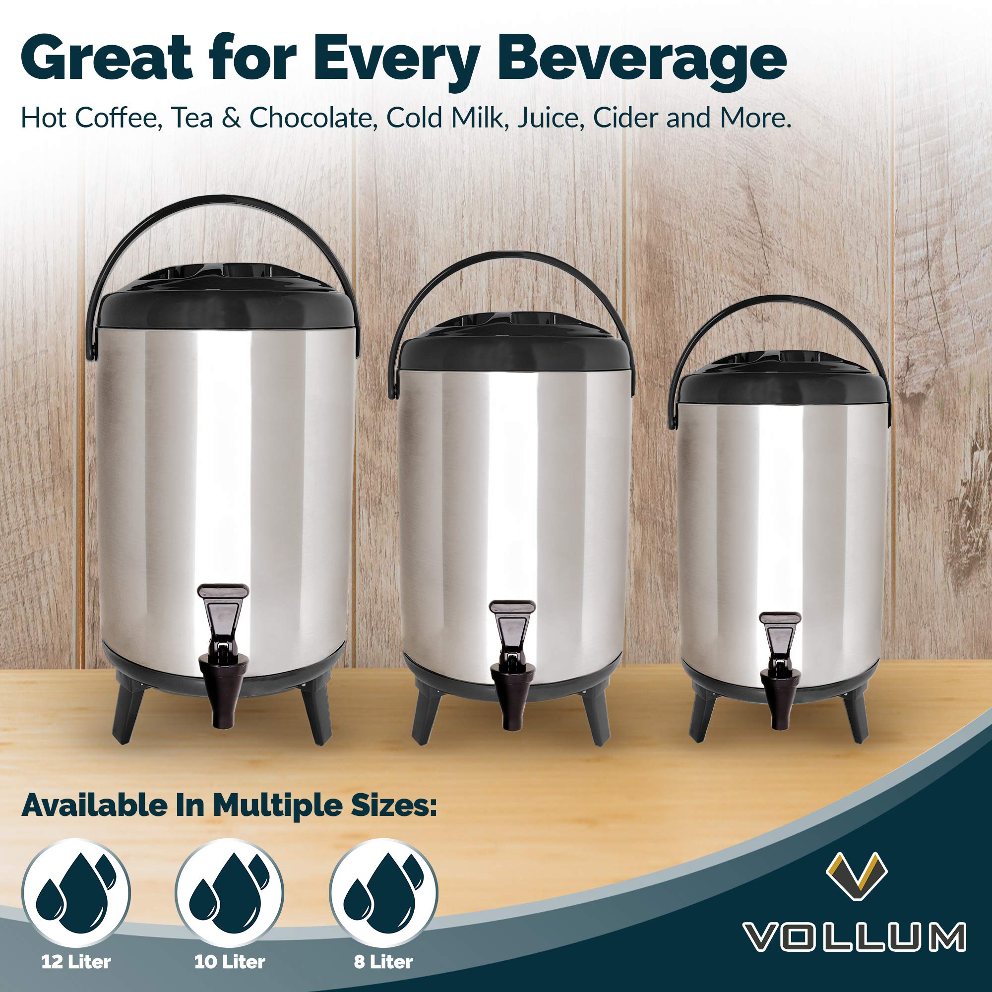 Vollum Stainles Steel Insulated Beverage Dispenser Insulated Thermal