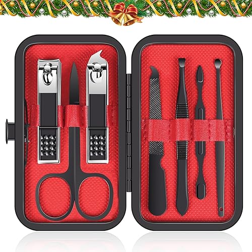 Juego de manicura y pedicura de acero inoxidable, herramientas de corte de uñas personales, kit de aseo portátil de viaje con estuche de cierre a