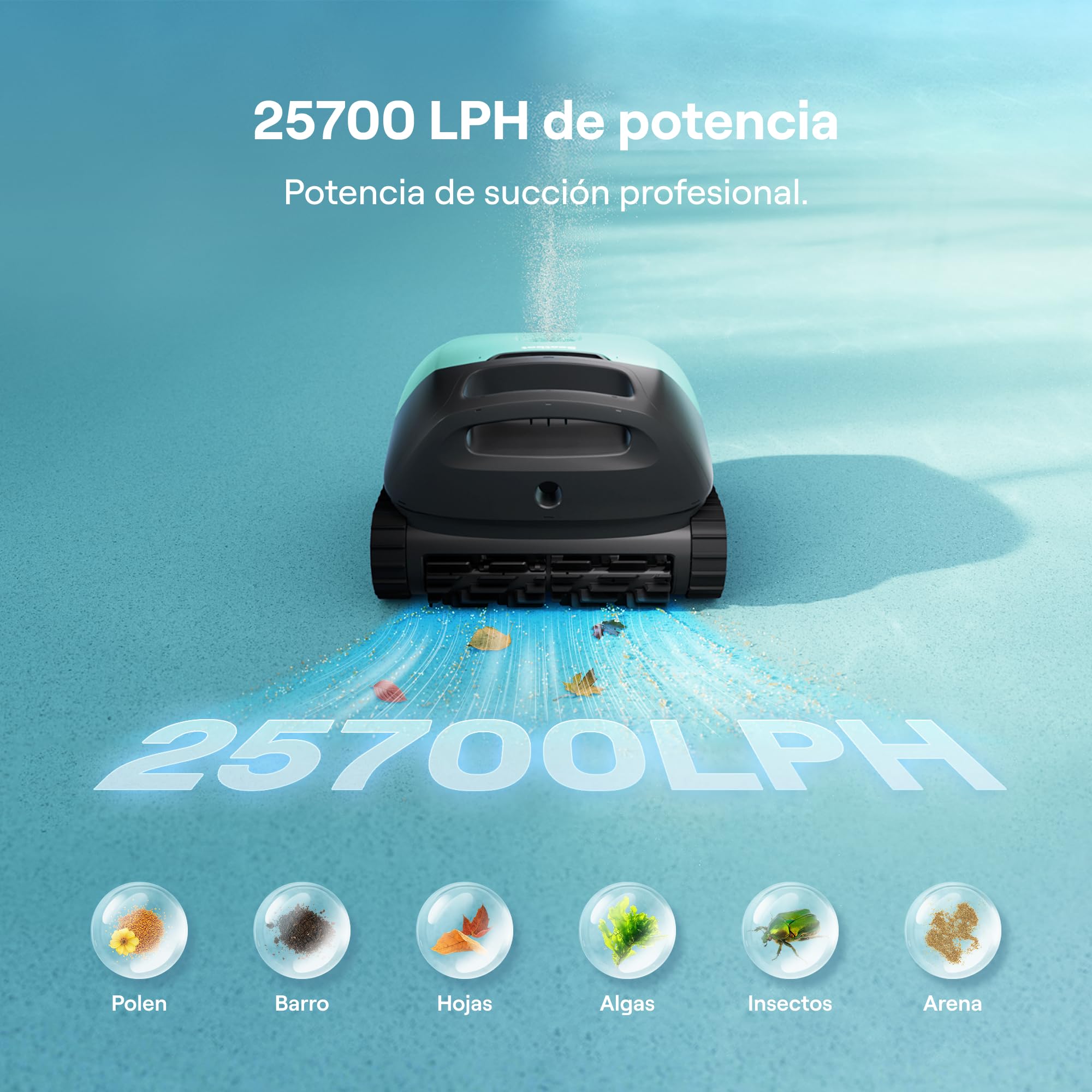 Beatbot Sora 10 limpiafondos Piscina, Paredes, flotación, Verde Salvia | Paredes, Plataformas y línea de flotación, Estacionamiento línea flotación, 5l residuos,App,Piscinas enterradas/elevadas