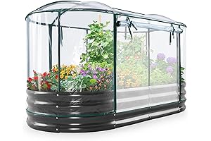 Raised Oval Garden Bed with Clear Cover - 71x36x12 in