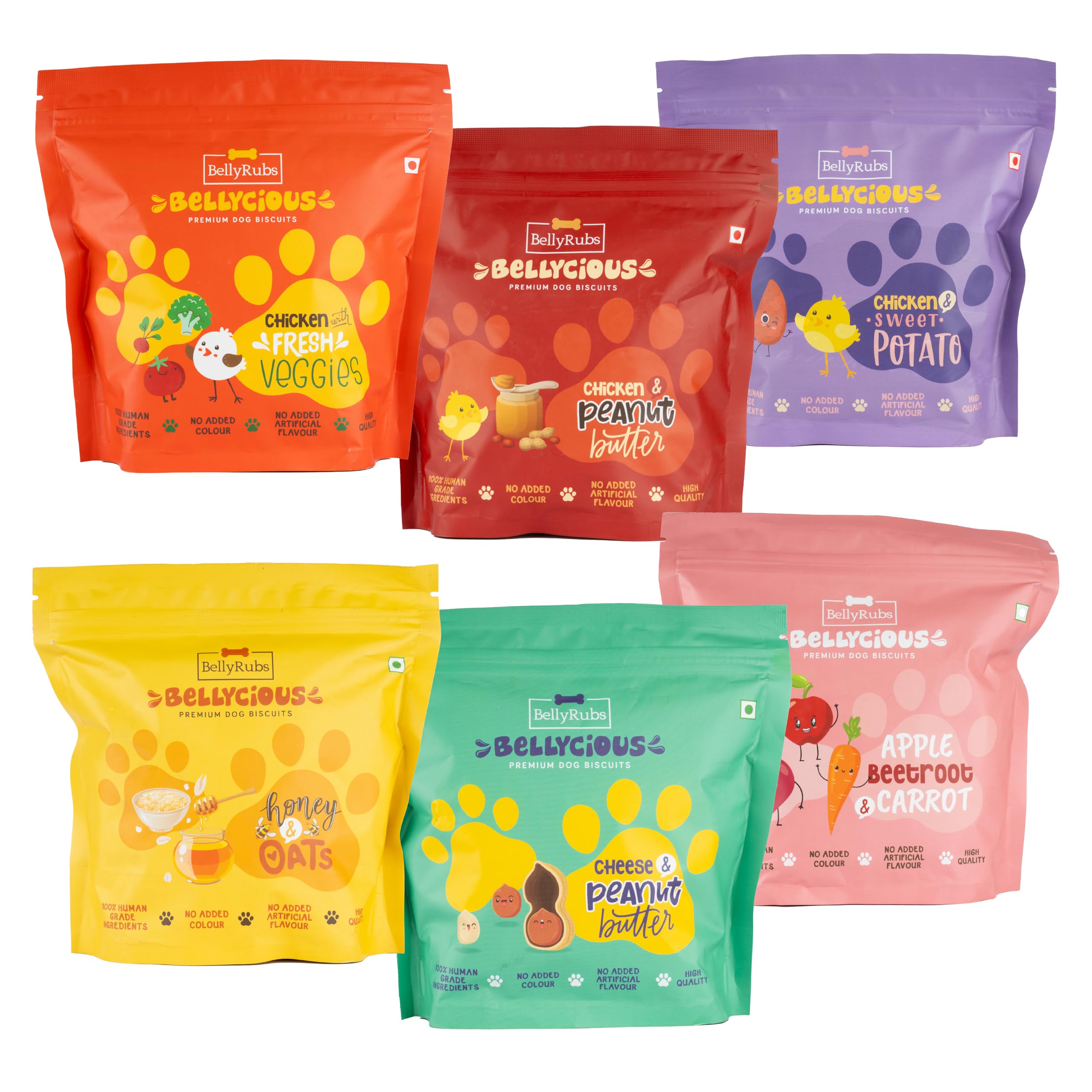 BellyRubs Bellycious 6 Pack Dog Biscuits Combo - (250gm x 6) - 3 Vegetarian & 3 Non-Vegetarian Flavors with Real Chicken, Fresh Veggies & Air Dired Fruits - Dog Treats - Pack of 6 (B0D49PWLFR) Amazon Price History, Amazon Price Tracker
