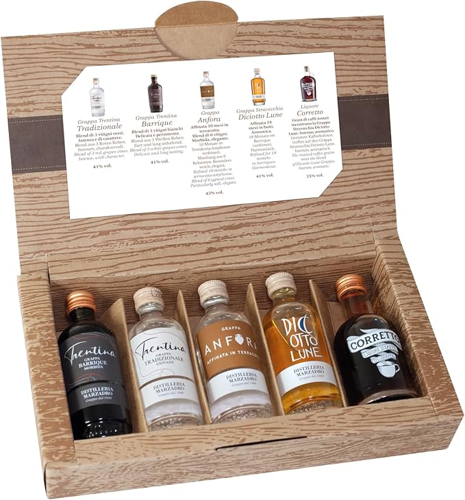 The Wine Guys Geschenkset “Marzadro-Grappa-Set “ mit fünf verschiedenen ...