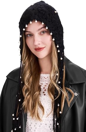ZLYC Women Crochet Slouchy Beanie Hat with Tassel Textured Knit Skull Cap