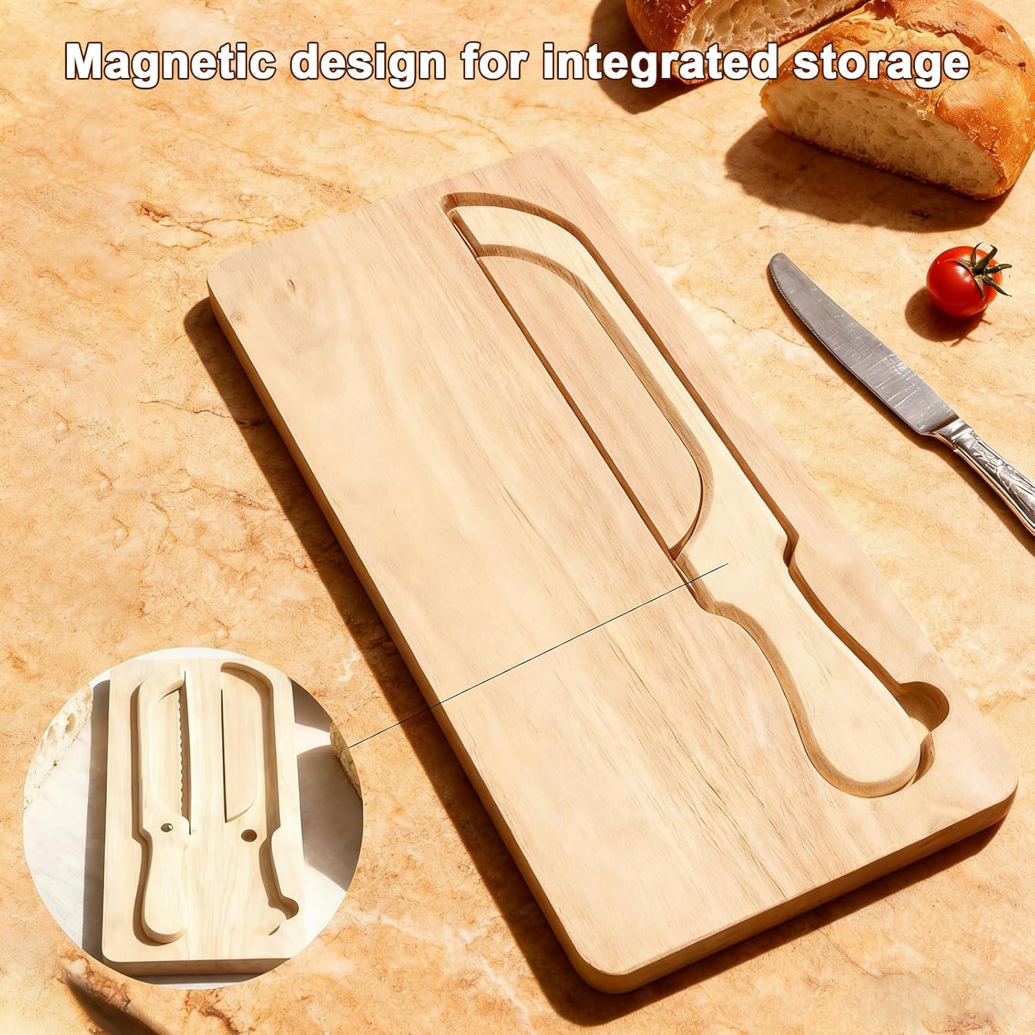 Bagel Slicer, Complete Cutter And Board Set, Wood Material, Bread Bow Knife, Bagel Loaf Slicing Gadget, Wear-Resistant Cutting Tool, For Bread, Toast, Cake, Baguettes, And Pastries