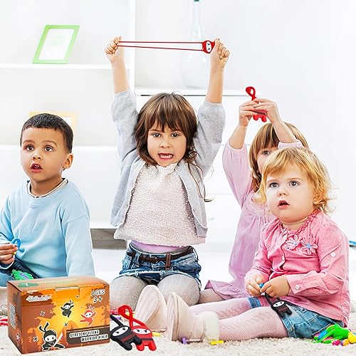 Miniatura 5 de Shindel 40 piezas de ninjas voladores elásticos, juguetes ninja elásticos para niños y niñas, juguetes divertidos para los dedos, gran regalo de