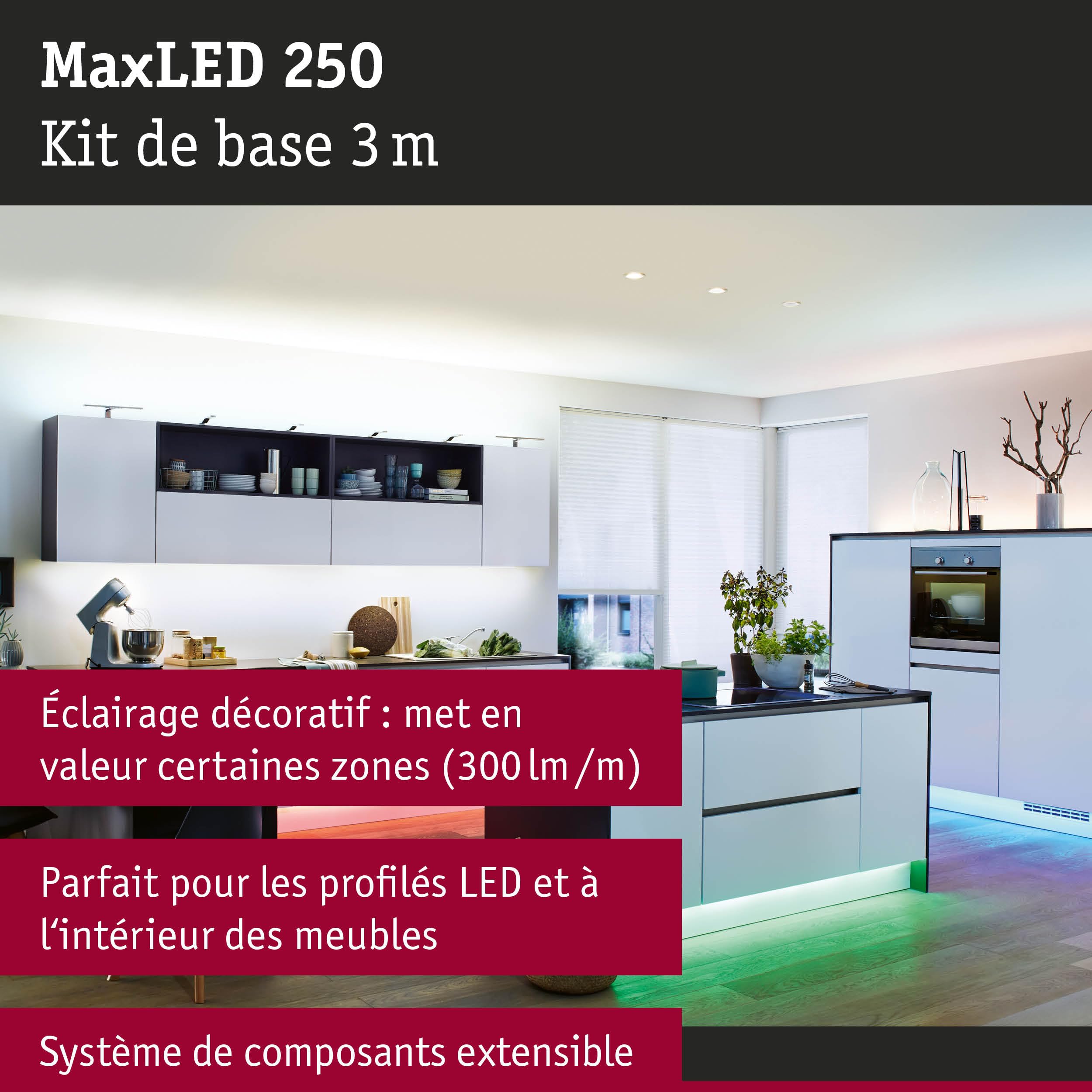 Paulmann MaxLED 250 Kit de base 3 m RGBW 3 000 K 20 W argent