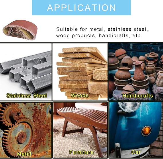 4 x 36 Inch Sanding Belts - Belt Sander Paper 12PCS 2 Each of 40/80/120/150/240/400 Grits, 4 x 36 Aluminum Oxide Sanding Belts for Air Belt Sander, Metal Polishing, Woodworking
