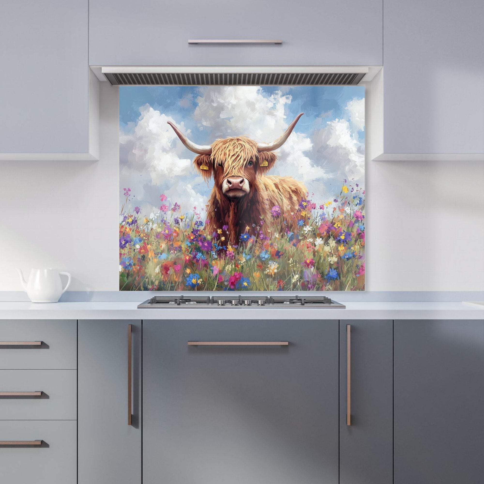 Warren Reed Designer - Glass Kitchen Splashback - Highland Cow - 75 x 90cm