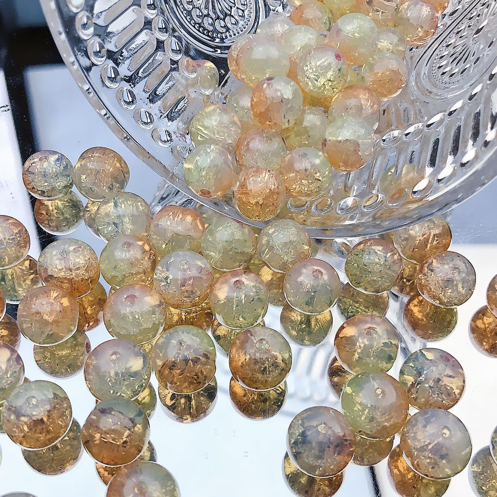 Perles en vrac 20 perles rondes en verre soufflé au chalumeau craquelé de 10 mm