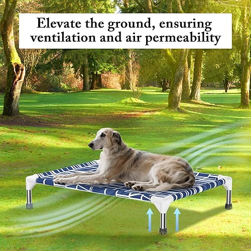 Miniatura 7 de Cama elevada para perro, tela suave y cómoda, fácil de limpiar, marco de acero inoxidable, diseño elevado para circulación de aire, cuna duradera