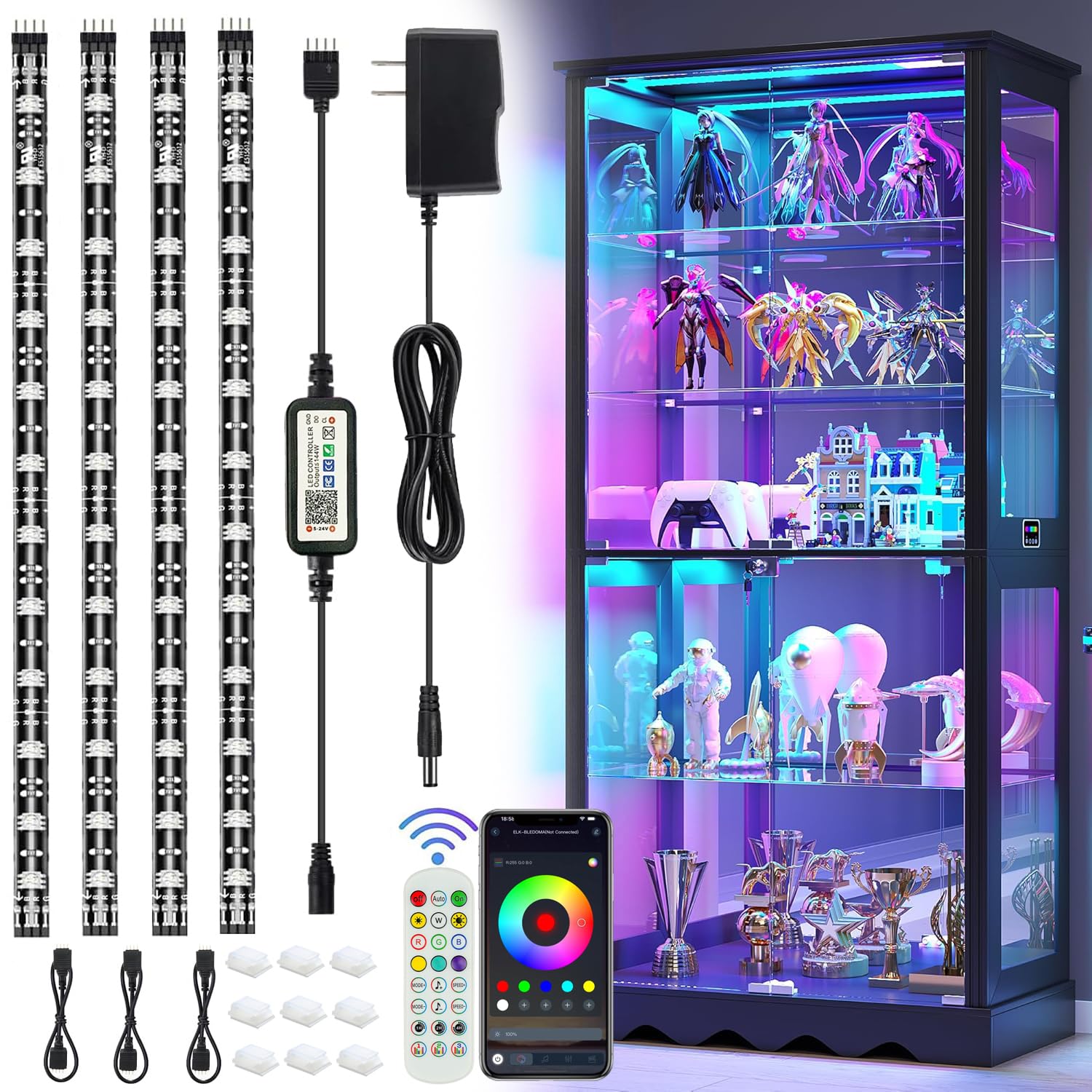 LED Strip Lights 4 Pcs RGB Small Kit